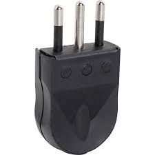 Enchufe Macho Volante 2P+T 10A Negro Eco.