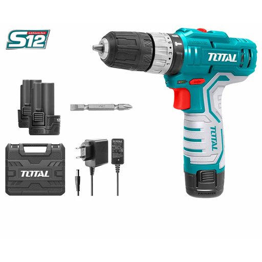 [TDLI12325] Taladro Inalambrico 12V 10mm 2 Baterias Total