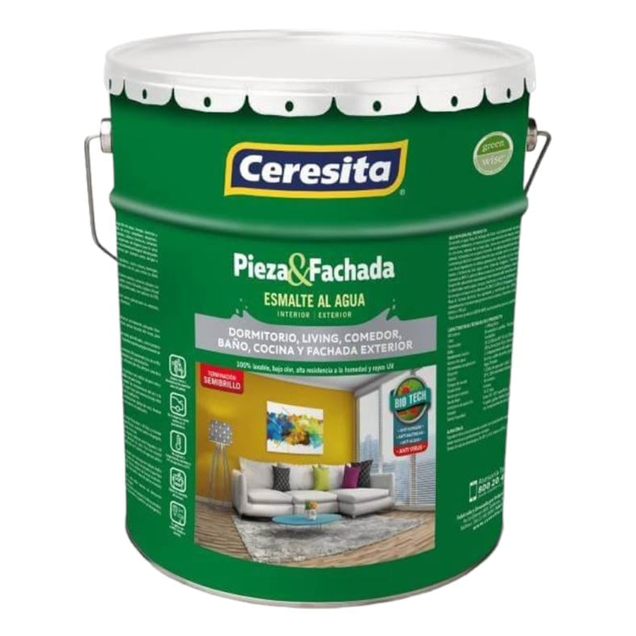 Esmalte al Agua Pieza y Fachada Blanco 4Gl Ceresita