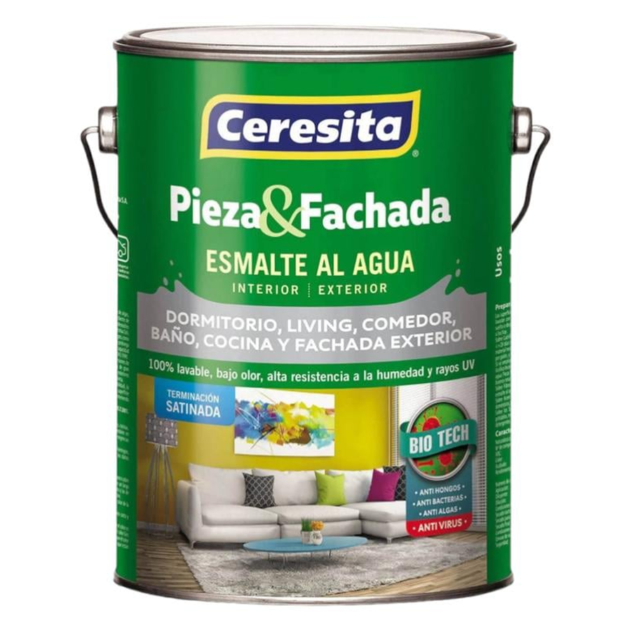 Esmalte al Agua Pieza y Fachada Blanco 1/4Gl Ceresita