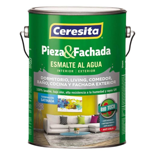 [11350004] Esmalte al Agua Pieza y Fachada Blanco 1/4Gl Ceresita