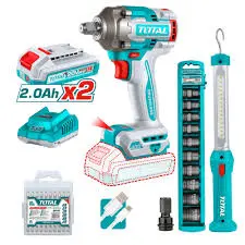 [TOSLI23048-7] Kit Llave Impacto 1/2 + Lampara+ Accesorios Total